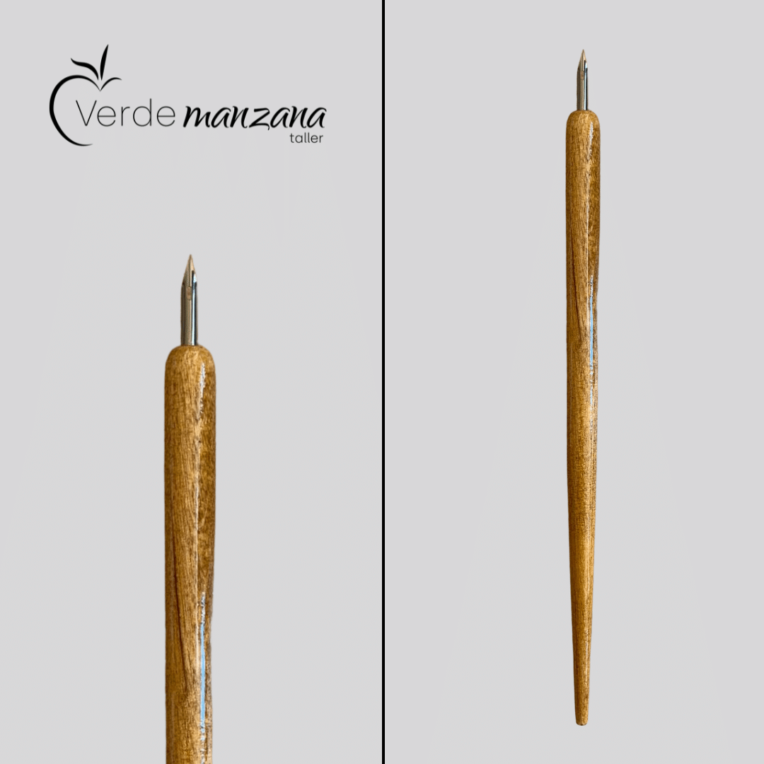 Taller de arte Verde Manzana Vajilla porcelana plato curso Plumín de madera con plumilla fina Zebra.