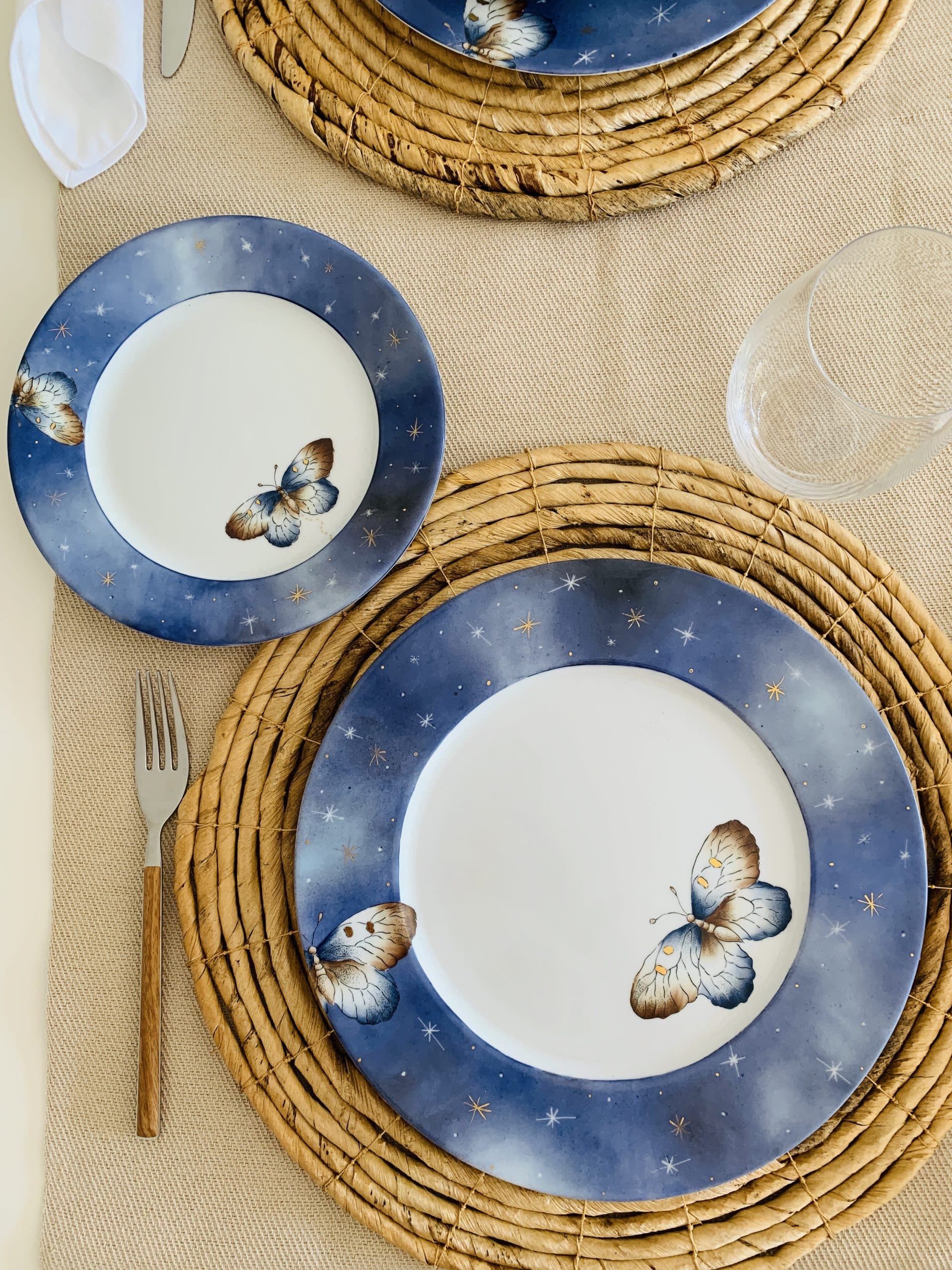 Taller de arte Verde Manzana Vajilla porcelana plato curso Set de 2 piezas, plato plano y plato postre, con detalles de oro