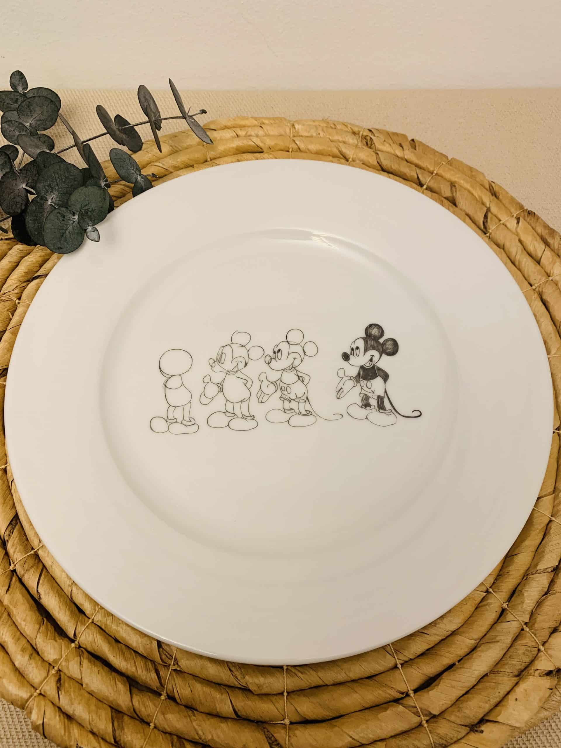 Taller de arte Verde Manzana Vajilla porcelana plato curso Plato de porcelana diseño Mickey