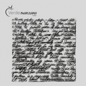 Sello para porcelana, diseño escritura, medida 10 x 10 cm.