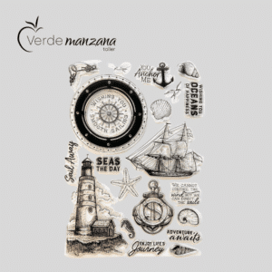 Sello para porcelana, diseño maritimo,  medida 21 x 15.