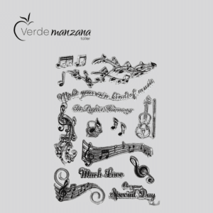 Sello para porcelana, diseño música, medida 21 x 15 cm.