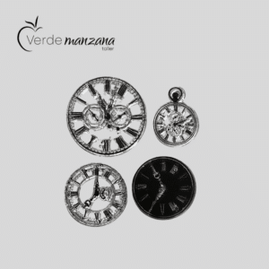 Sello para porcelana, diseño relojes, medida 12 x 10,5 cm.