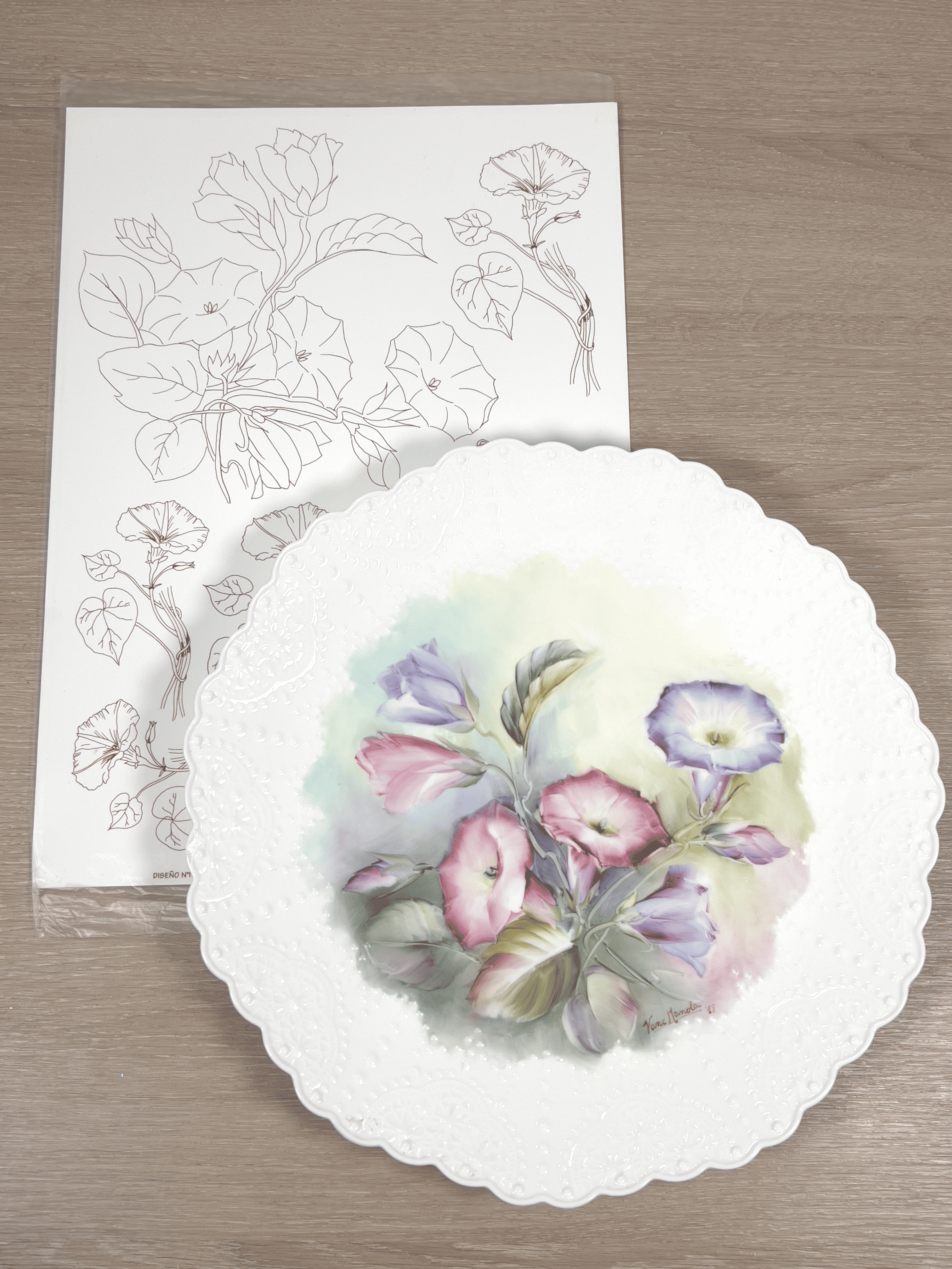 Taller de arte Verde Manzana Vajilla porcelana plato curso Calca Vitrificable para Porcelana, Diseño 169 Premium - Imagen 2