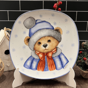 Plato de porcelana Oso Navidad 25x25cm “EDICIÓN LIMITADA”