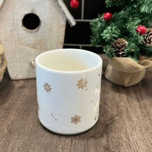 Portavela de porcelana con detalles en oro 7x6cm alto ÚLTIMA UNIDAD