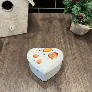 Caja corazón de porcelana con mariquitas 7x3cm alto