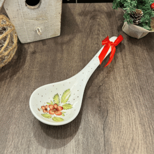 Cuchara de porcelana con flor navideña 23cm