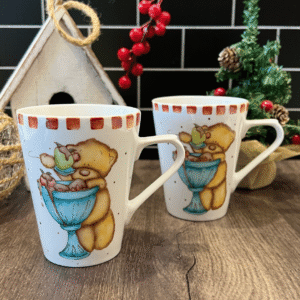 Dúo de tazas de ositos con torre de dulces 9,5cm alto “ULTIMAS”