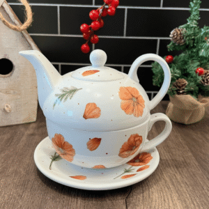 Tea for one o te para uno de porcelana con diseño Amapolas “ÚLTIMA UNIDAD”